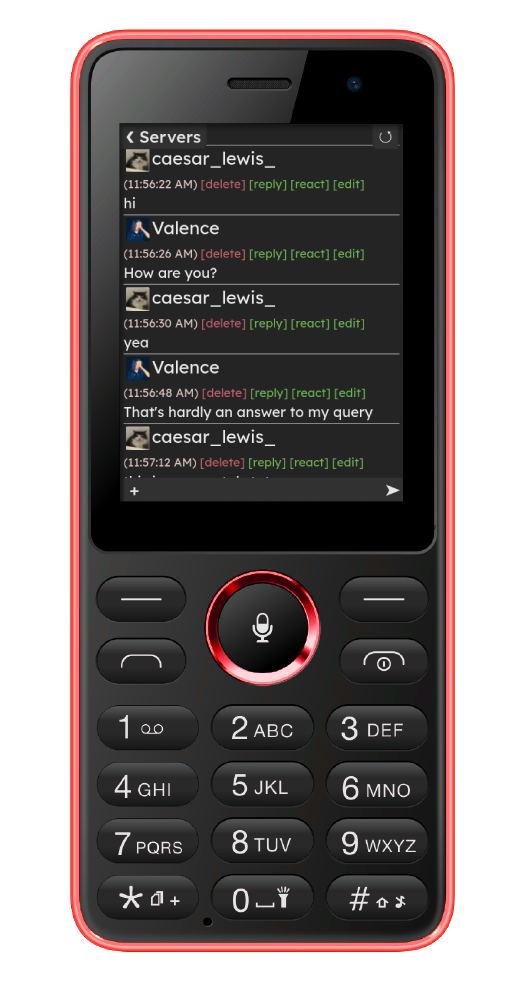 Unvite running on a KaiOS phone.